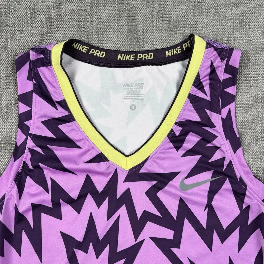 Nike Pro Shirt Small Adult Pink Tank Top Sleeveless V Neck Athletic Gym Womens